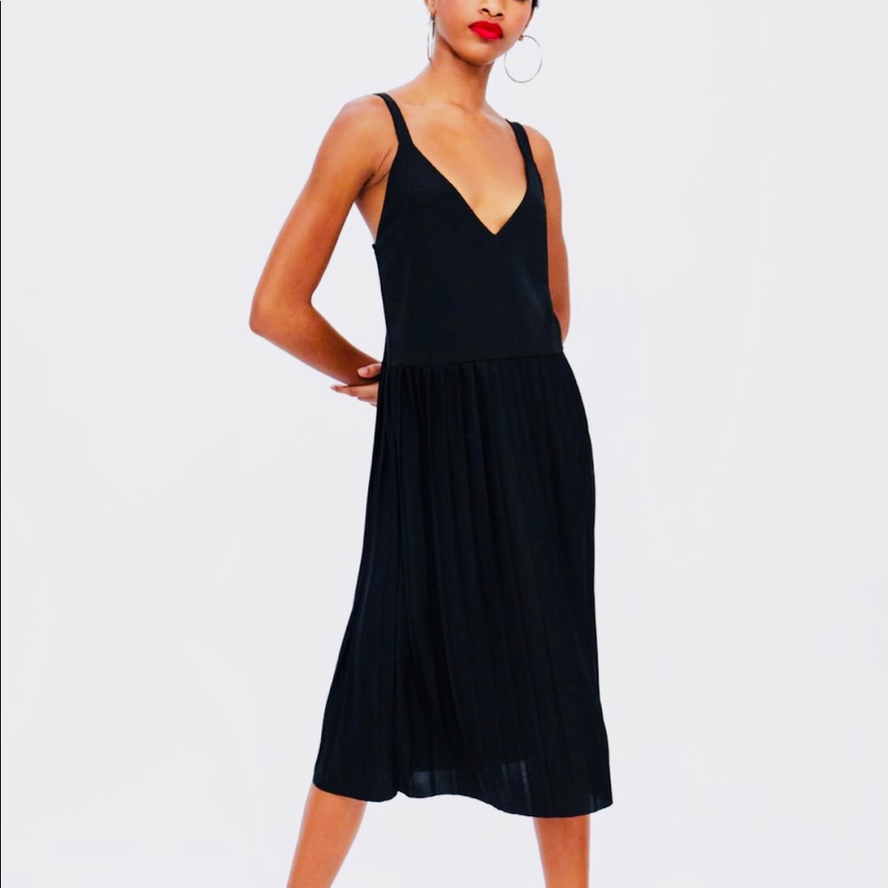 Black Zara dress 1inch straps pleated bottom.